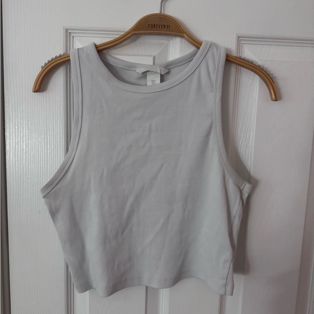 H&M White Ribbed Tank Top